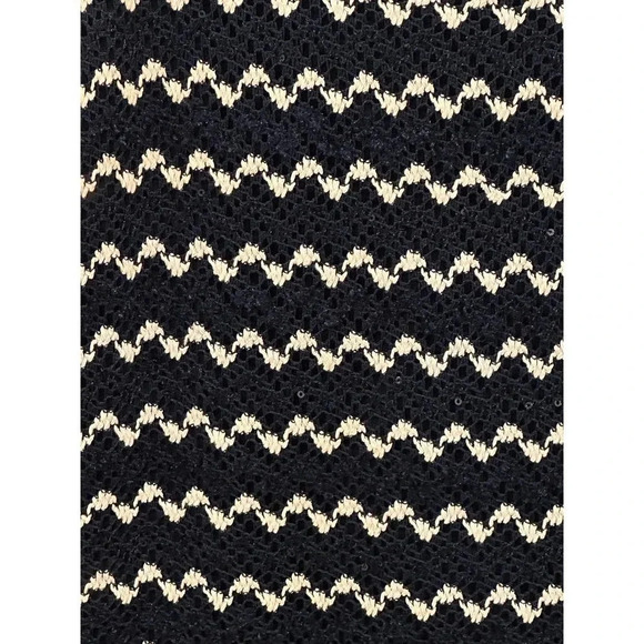 ALI RA Women's Blue & White Scoop Neck Zigzag Stripe Crochet Mini Dress Size 6 - Picture 4 of 8